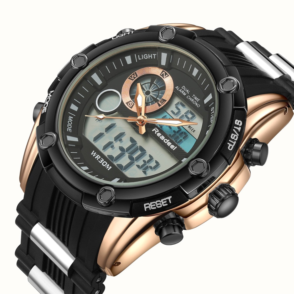 Analog Digital Military Silicone Army Sport LED Waterproof Wrist Watch